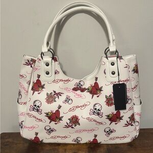 Ed Hardy White and Red Shoulder Bag
